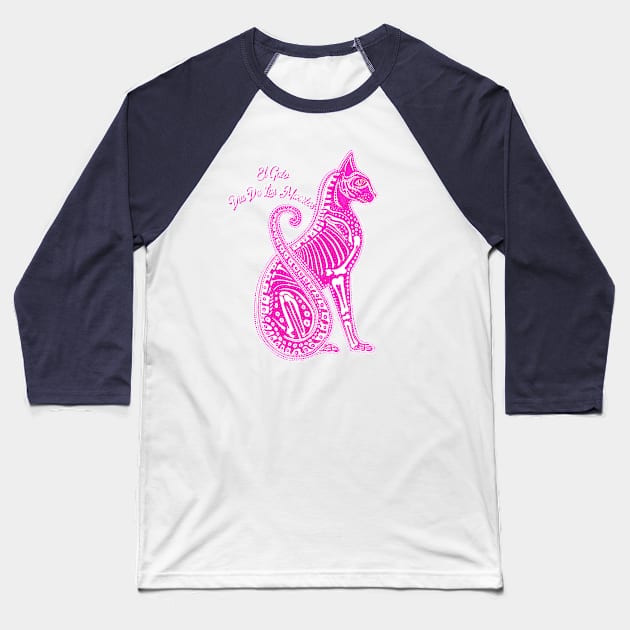 El Gato Day of The Dead Baseball T-Shirt by A For Animals